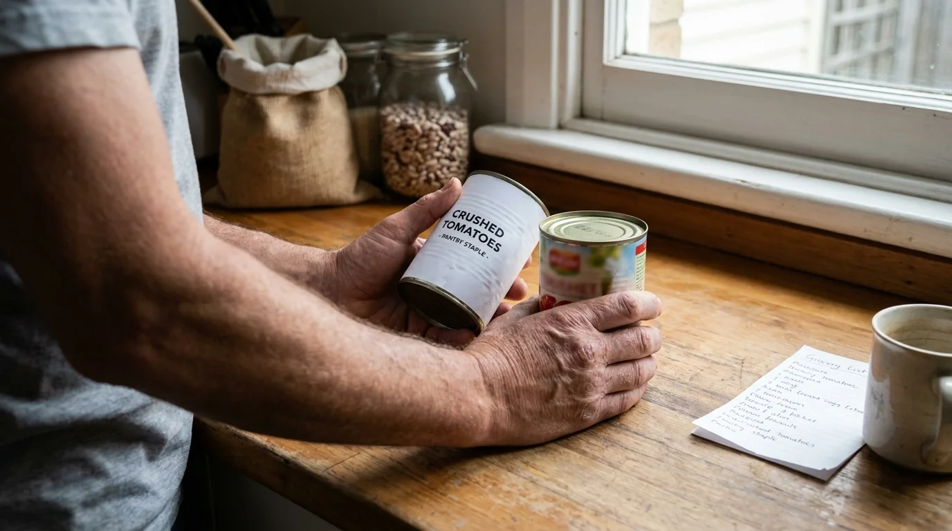 Editorial photograph illustrating: Financial Habit #2: Buy Generic and Store Brands for Pantry Staples