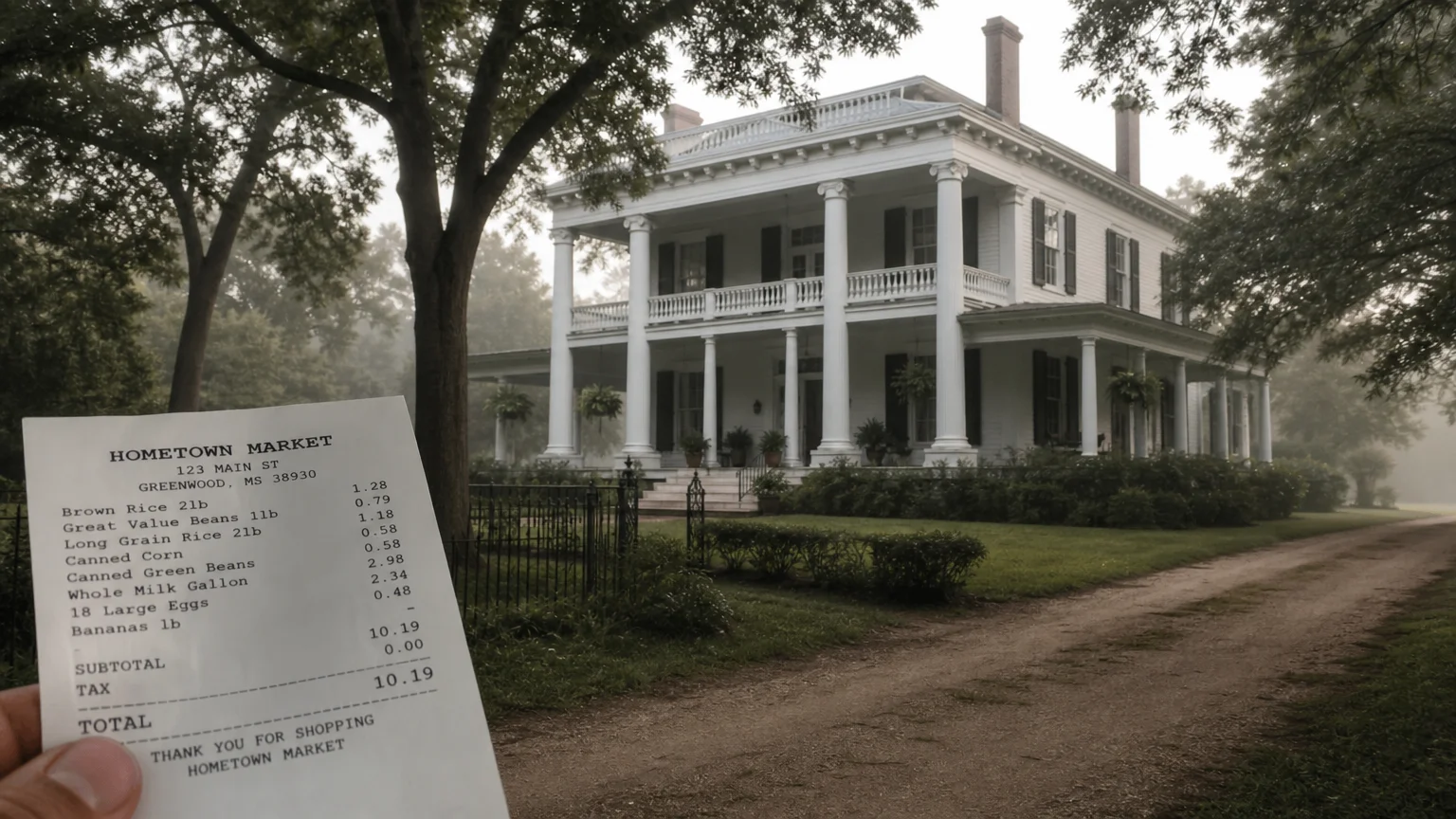 A large historic home in Mississippi representing high-value, low-cost retirement living.