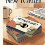 An editorial illustration of a membership card with a drain in the center where coins are slipping through, symbolizing lost value.