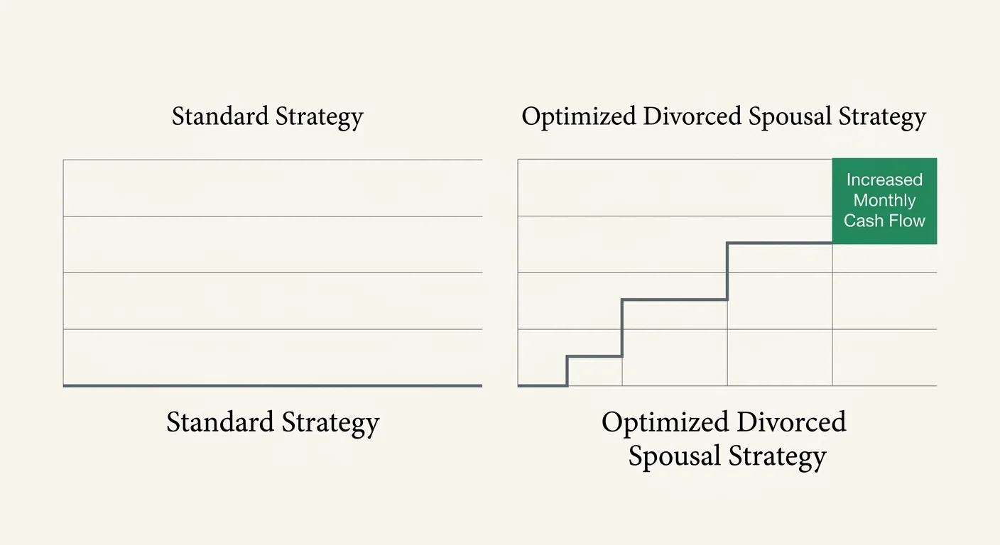 An elegant, minimalist financial comparison diagram showing an optimized path leading to increased monthly cash flow.