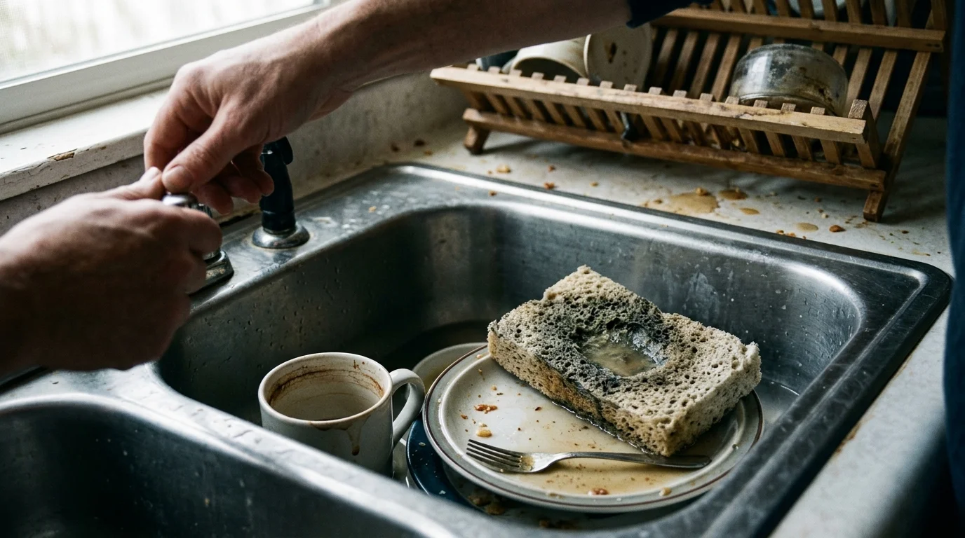 Editorial photograph illustrating: Tip #7: It Has Been Sitting in Your Sink for Over Two Weeks