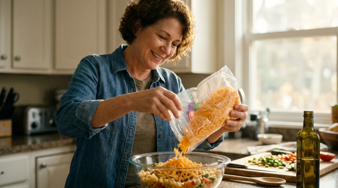 Tip #1: Pre-Grated Bagged Cheese